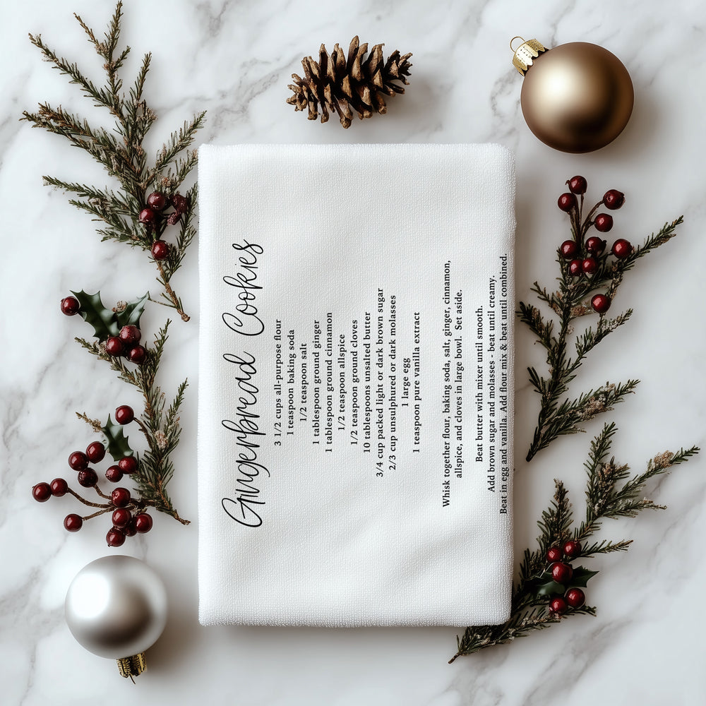 Christmas kitchen decor recipe towel
Holiday kitchen styling recipe towel
Seasonal kitchen accessories recipe
