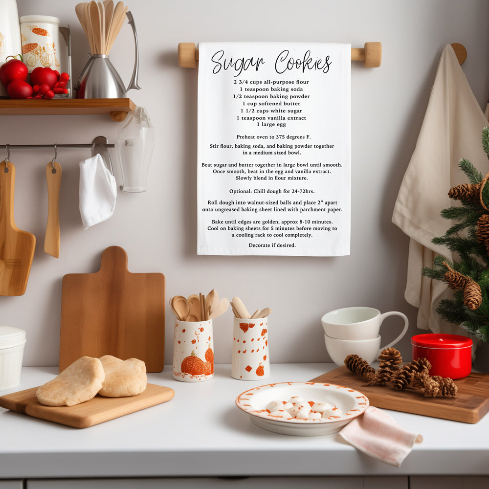 Christmas cookie recipe kitchen towel
Gingerbread cookie recipe kitchen towel
Sugar cookie recipe kitchen towel cotton
Holiday baking recipe kitchen towel