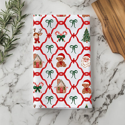 Vintage Christmas kitchen towel variety
Christmas kitchen towel Santa gingerbread
Holiday kitchen towel traditional icons
cute holiday kitchen towel with christmas trees and gingerbread